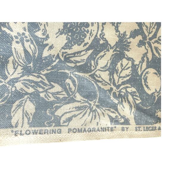 2 yds St. Leger & Viney *Flowering Pomagranite* Linen Upholstery Fabric | Blue - Picture 12 of 16